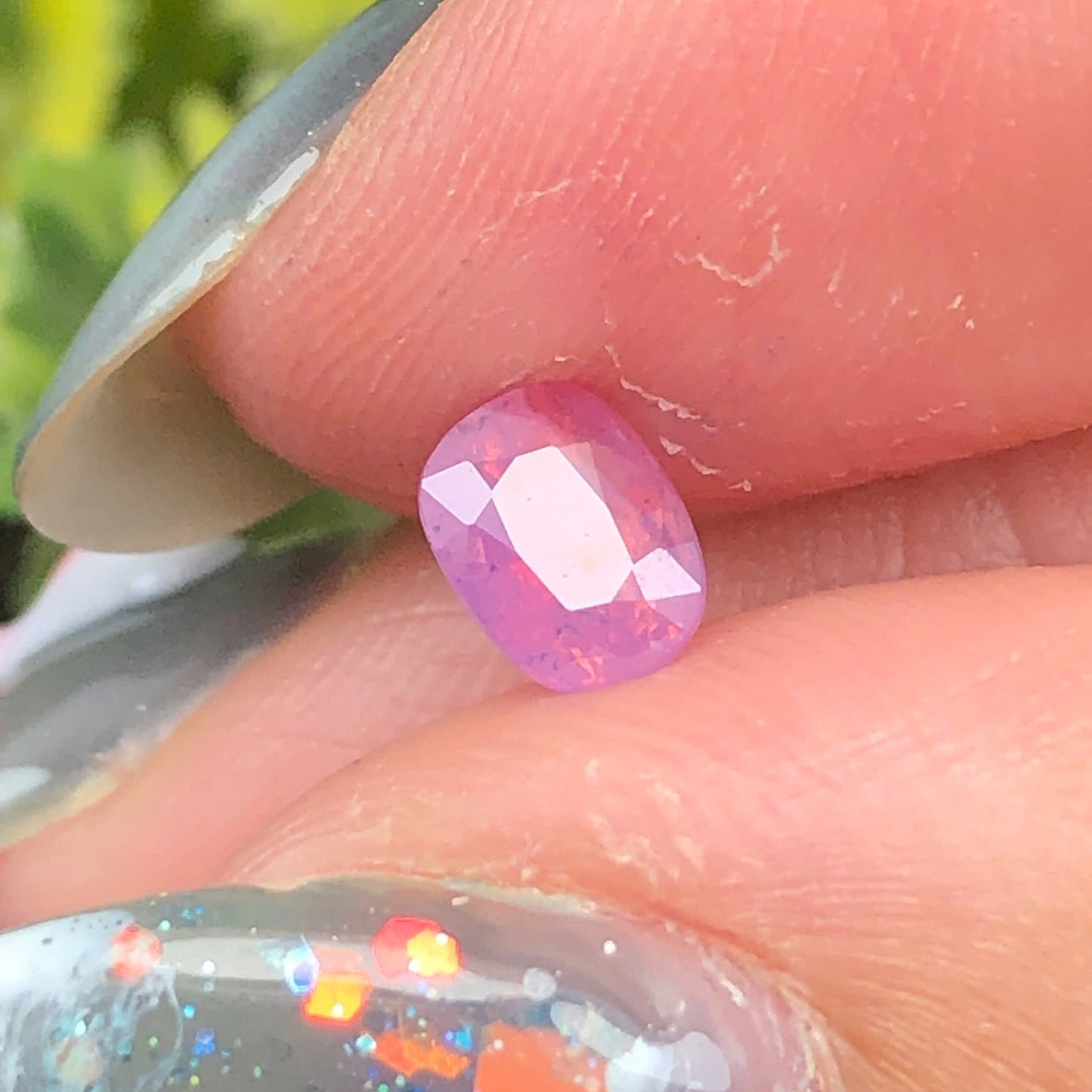 0,62ct Natural Purple Pink Milky Sapphire Vietnam. Cushion Shape. No Treatment Milky Sapphire Luc Yen.