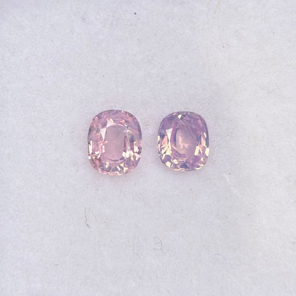 0.53ct/2Pcs Natural Pink Milky Sapphire Vietnam. Cushion Shape.