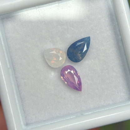 1,34ct Natural Pink-White-Blue Milky Sapphire Vietnam. Pear Shape. No Treatment Milky Sapphire Luc Yen.