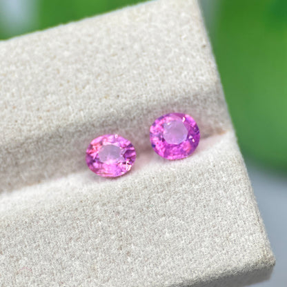 1.46 ct/ 2Pcs Natural Pink Milky Sapphire Vietnam. Cushion Shape. No Treatment.