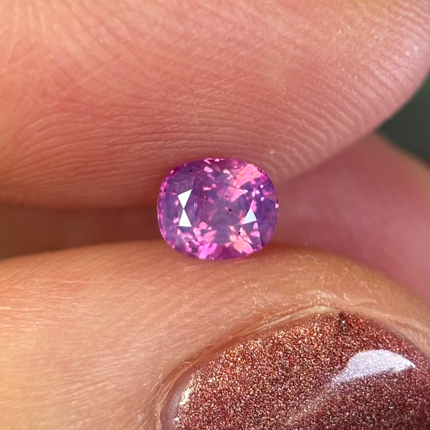 0.56 ct Natural Purple Milky Sapphire Vietnam. Cushion Shape. No Treatment.