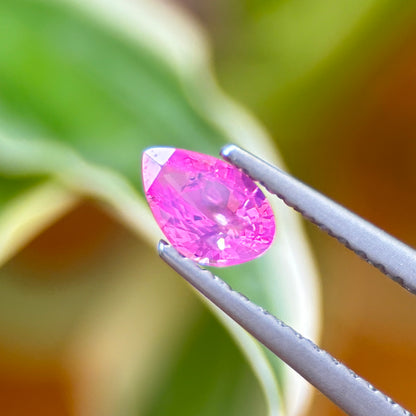 0.43 ct Natural Pink Milky Sapphire Vietnam. Pear Shape. No Treatment.