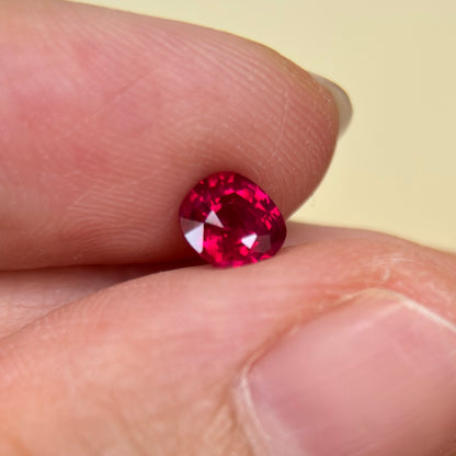 0.65 ct Natural Ruby Pigeon Blood Viet Nam. Cushion Shape. No treatment.