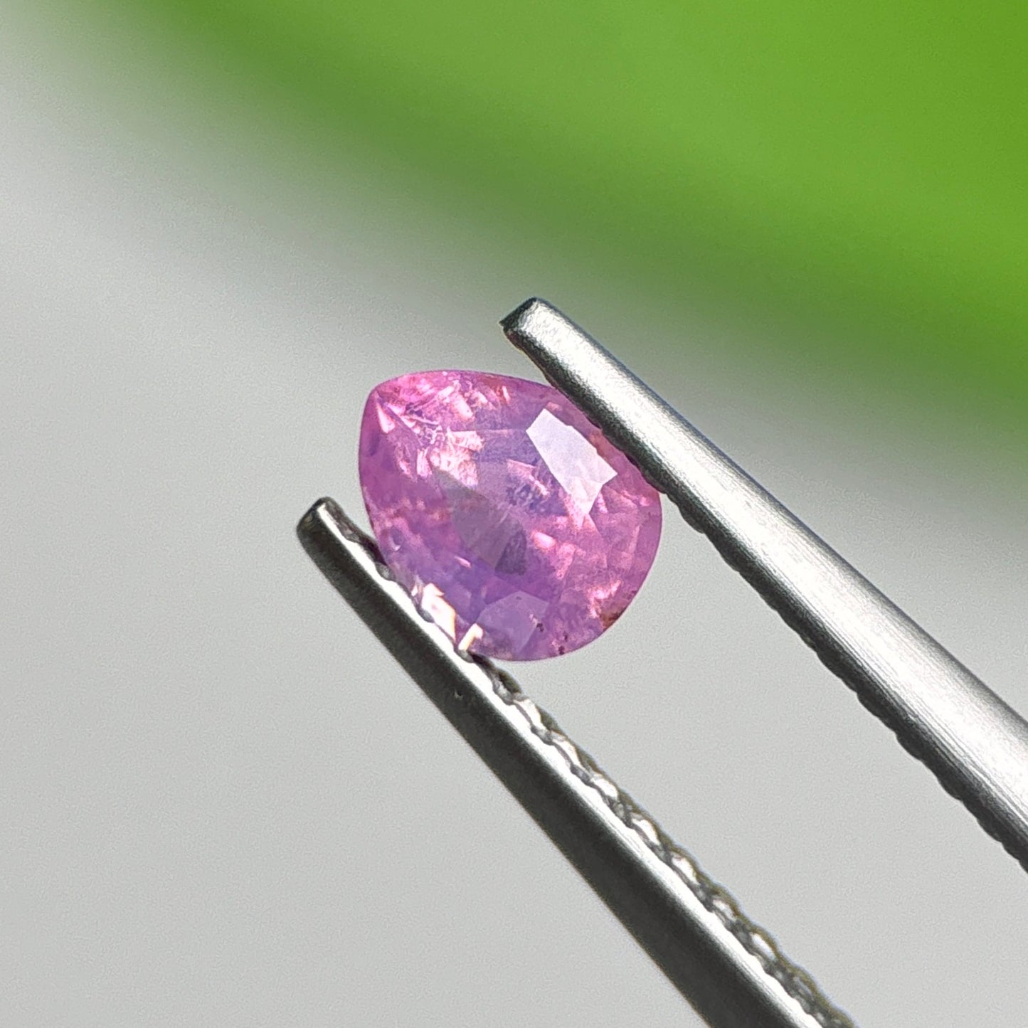 0.48 ct Natural Purplish Pink Milky Sapphire Vietnam. Pear Shape. No treatment.