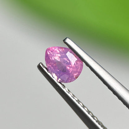 0.48 ct Natural Purplish Pink Milky Sapphire Vietnam. Pear Shape. No treatment.