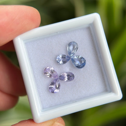 1.87 ct/ 6Pcs Natural Blue & Purple Spinel Vietnam. Pear Shape. No Treatment.