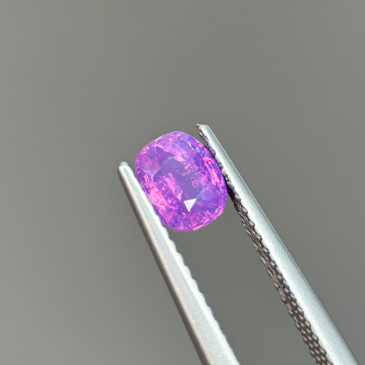 0.77ct Natural Pinkish Purple Milky Sapphire Vietnam. Cushion Shape. No Treatment Milky Sapphire Luc Yen.