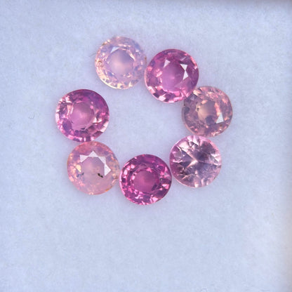 2.07ct/7Pcs Natural Pink Milky Sapphire Vietnam. Round Shape.