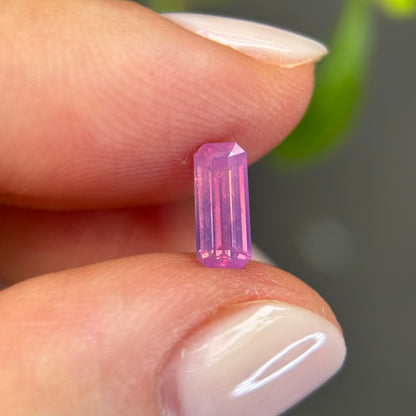 0.64 ct Natural Pink Milky Sapphire Vietnam. Emeral Shape. No Treatment.