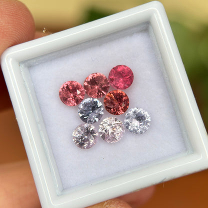3.06 ct / 8Pcs Natural Spinel Vietnam, Mixed Color, Round Shape, No Treament.