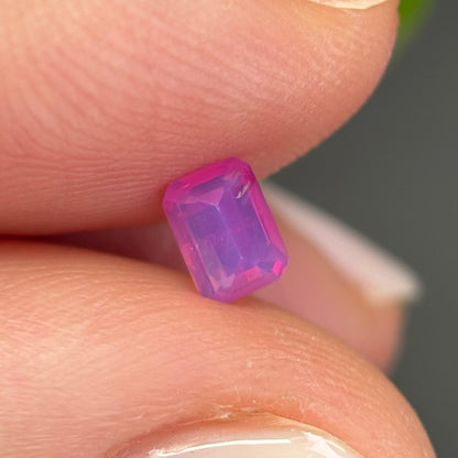 0.39 ct Natural Pink Milky Sapphire Vietnam. Emerald Shape. No Treatment.