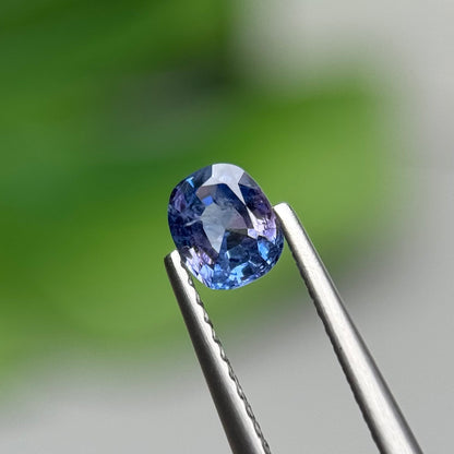 0.57 ct Natural Purplish Blue Milky Sapphire Vietnam. Cushion Shape. No Treatment.