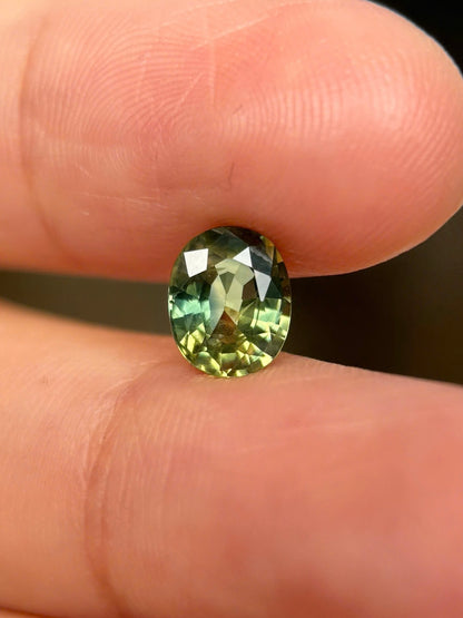 1.65ct Natural Yellowish Green Sapphire Vietnam. Oval Shape