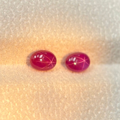 2,22ct/ 2Pcs Natural Star Ruby Viet Nam. No treatment Ruby Cacbochon Luc Yen.
