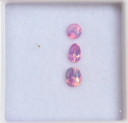 0.64ct/3Pcs Natural Pink Milky Sapphire Vietnam.