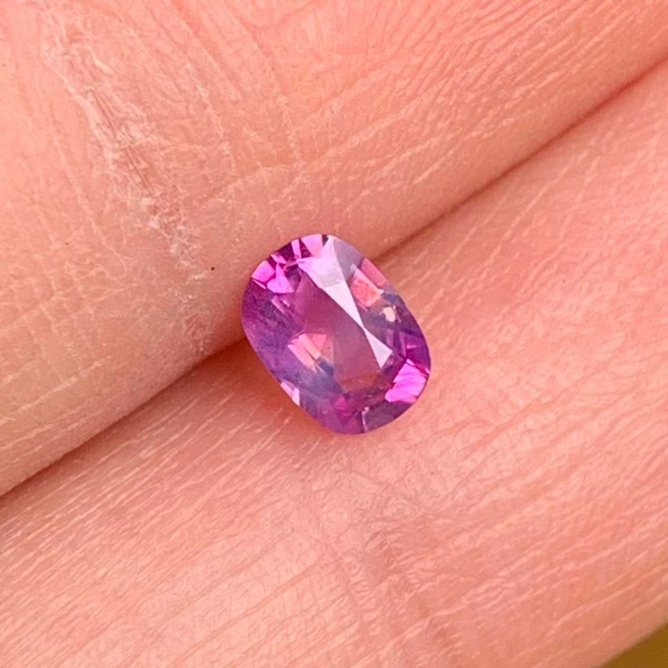 0.38 ct Natural Purplish Pink Milky Sapphire Vietnam. Cushion Shape. Unheat.