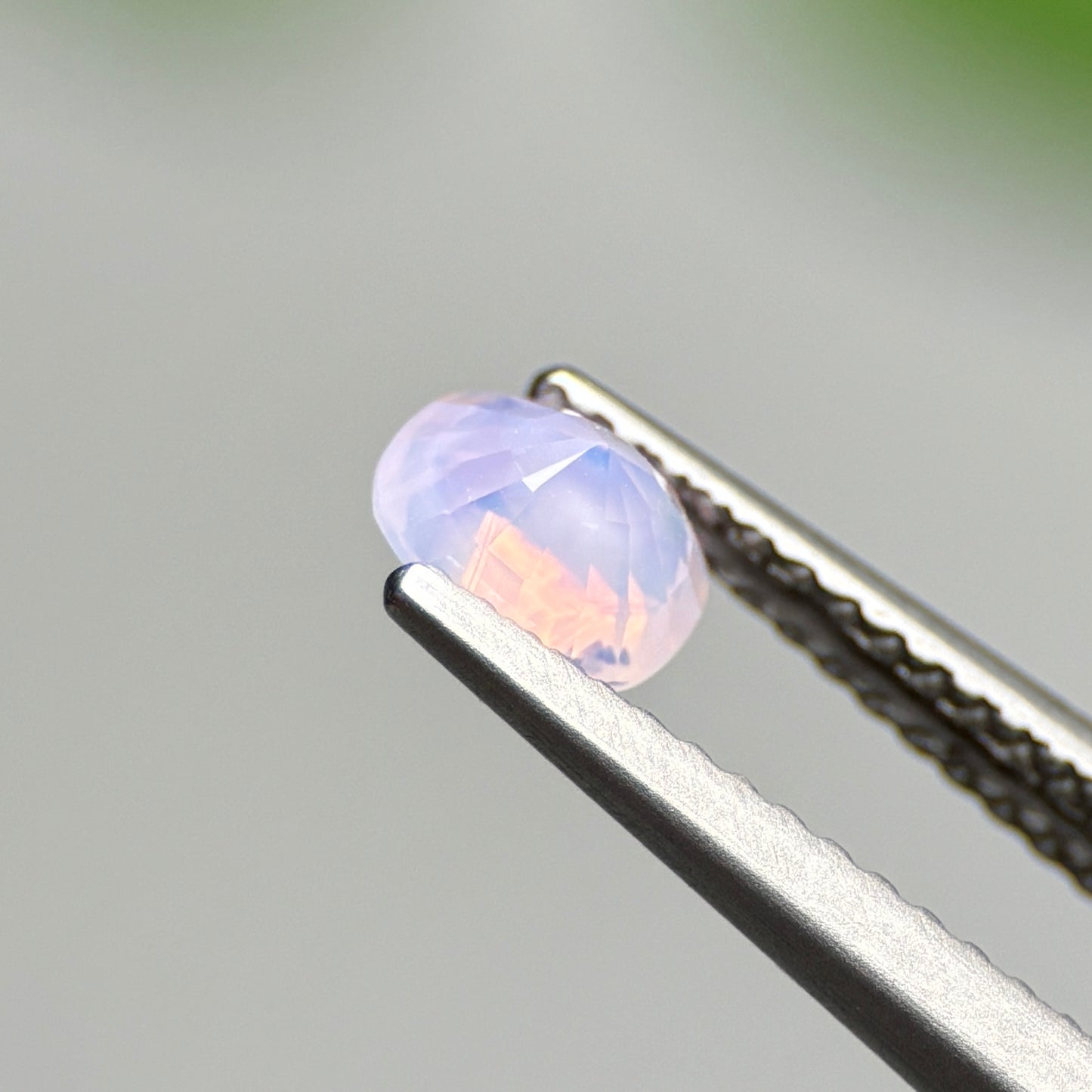0.70 ct Natural Pinkish White Milky Sapphire Vietnam. Cushion Shape.