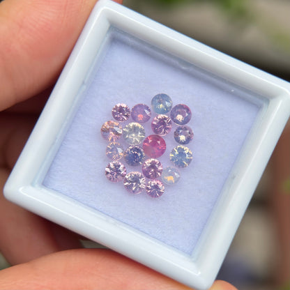 1.96 ct / 17Pcs Natural Milky Sapphire Viet Nam. Round Shape. No treatment.