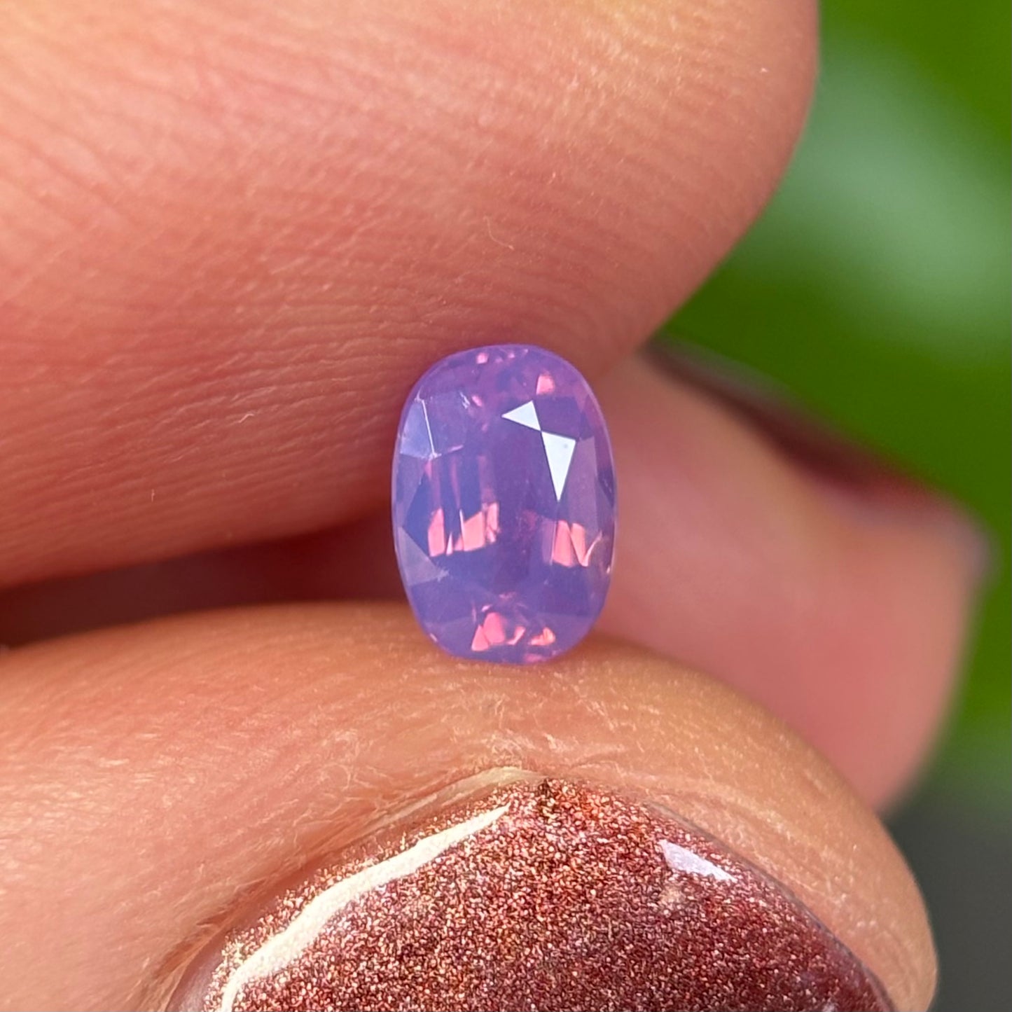 0.50 ct Natural Pinkish Purple Milky Sapphire Vietnam. Oval Shape. No Treatment.