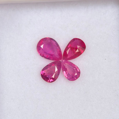 0.86ct/4Pcs Natural Pink Milky Sapphire Vietnam. Pear Shape.