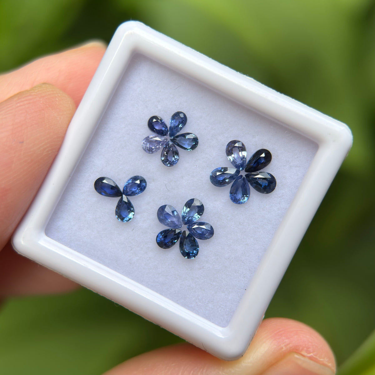 1,68ct/ 18Pcs Natural Blue Sapphire Viet Nam. Pear Shape. No Treatment Sapphire Luc Yen.