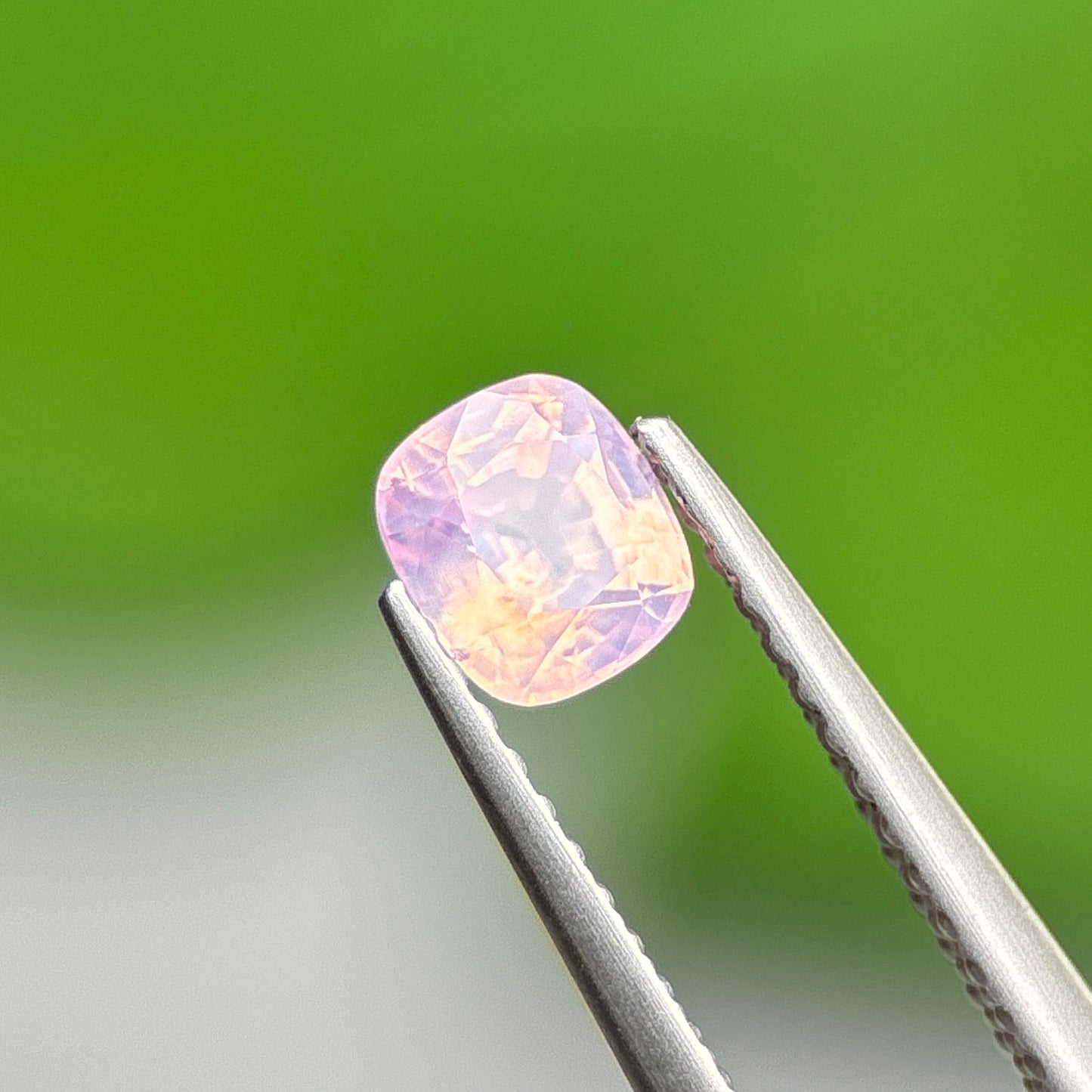 0.66 ct Natural Pinkish White Milky Sapphire Vietnam. Cushion Shape. No Treatment.