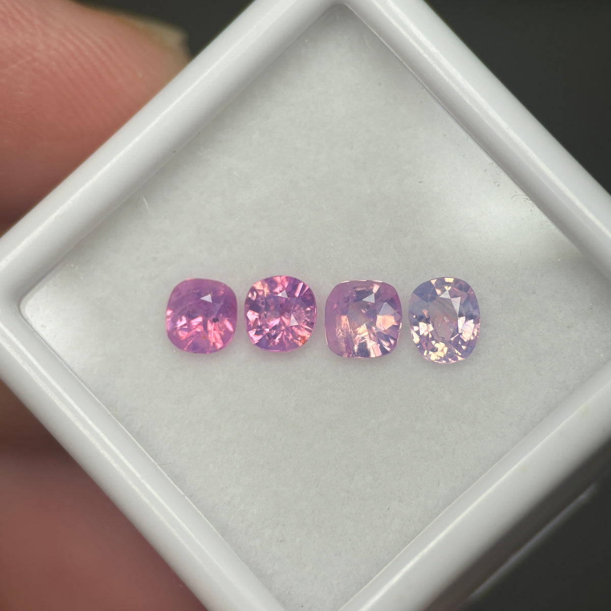 1,1ct/ 4Pcs Natural Milky Sapphire Vietnam. Cushion shape. No Treatment Milky Sapphire Luc Yen.