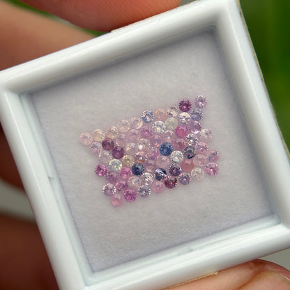 1,08ct/61Pcs Natural Sapphire Vietnam, Round Shape, C2 Quality, No Treament Sapphire Luc Yen.