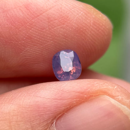 0.65 ct Natural Pinkish Purple Milky Sapphire Vietnam. Cushion Shape. No Treatment.
