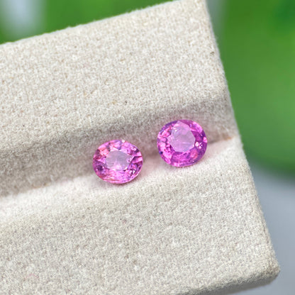 1.46 ct/ 2Pcs Natural Pink Milky Sapphire Vietnam. Cushion Shape. No Treatment.