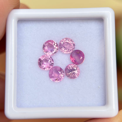 2.22ct/6Pcs Natural Pink Milky Sapphire Vietnam. Round Shape.