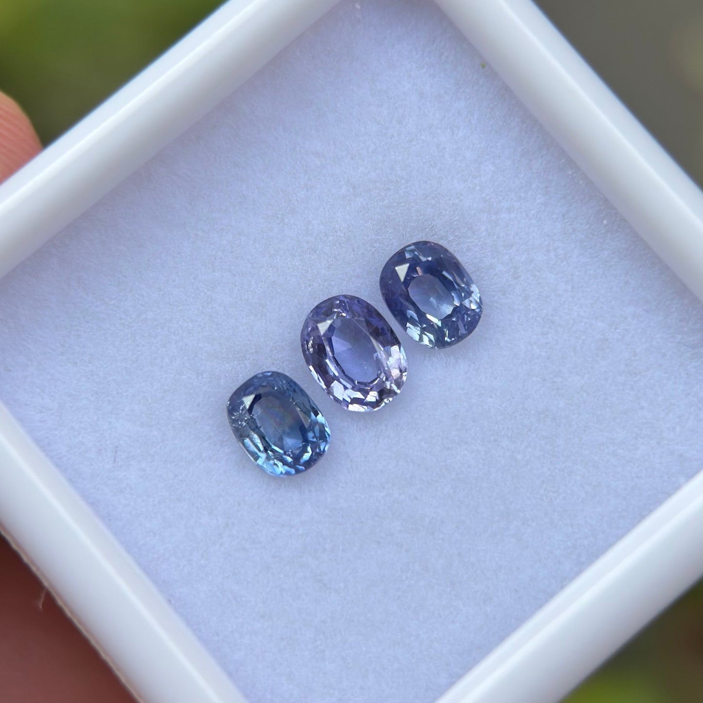 1,12ct/ 3Pcs Natural Blue Sapphire Viet Nam. Cushion Shape. No Treatment Sapphire Luc Yen.