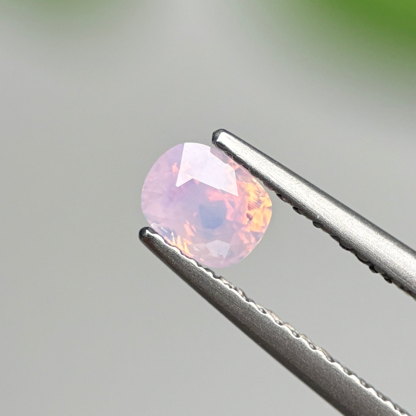 0.70 ct Natural Pinkish White Milky Sapphire Vietnam. Cushion Shape.