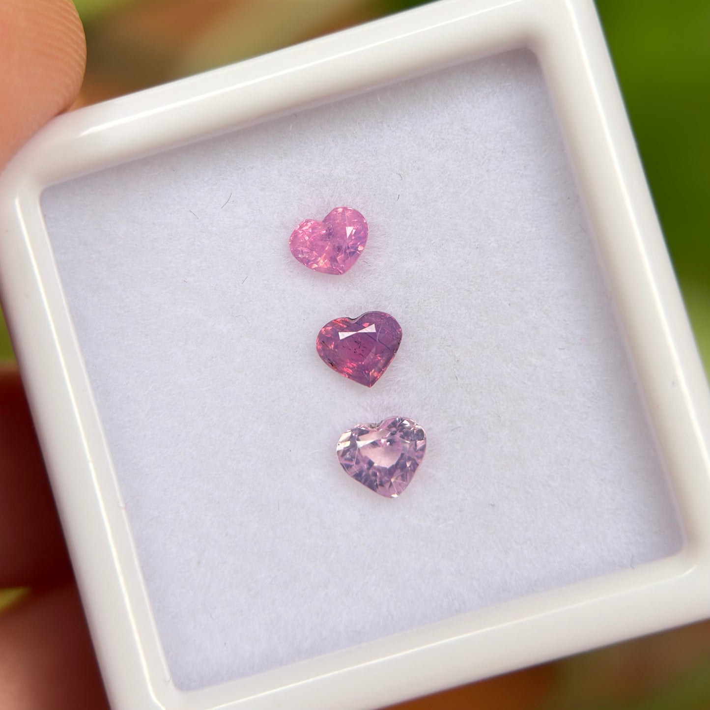 0.83ct/3Pcs Natural Pink Milky Sapphire Vietnam. Heart Shape.