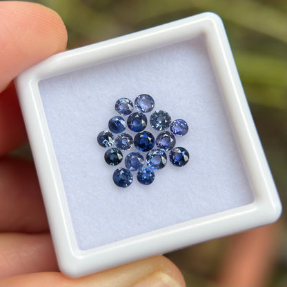 1,70ct/ 16Pcs Natural Blue Sapphire Viet Nam. Round Shape. No Treatment Sapphire Luc Yen.