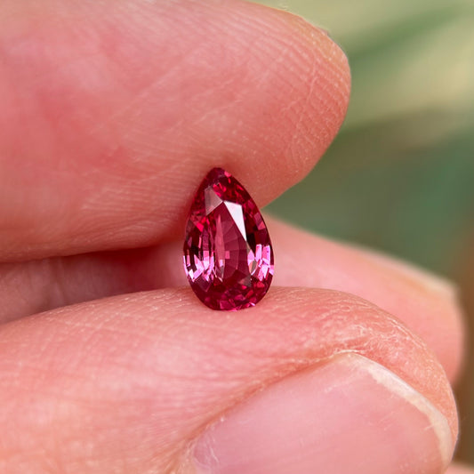 0.60 ct Natural Red Spinel Vietnam. Pear Shape. No Treatment.