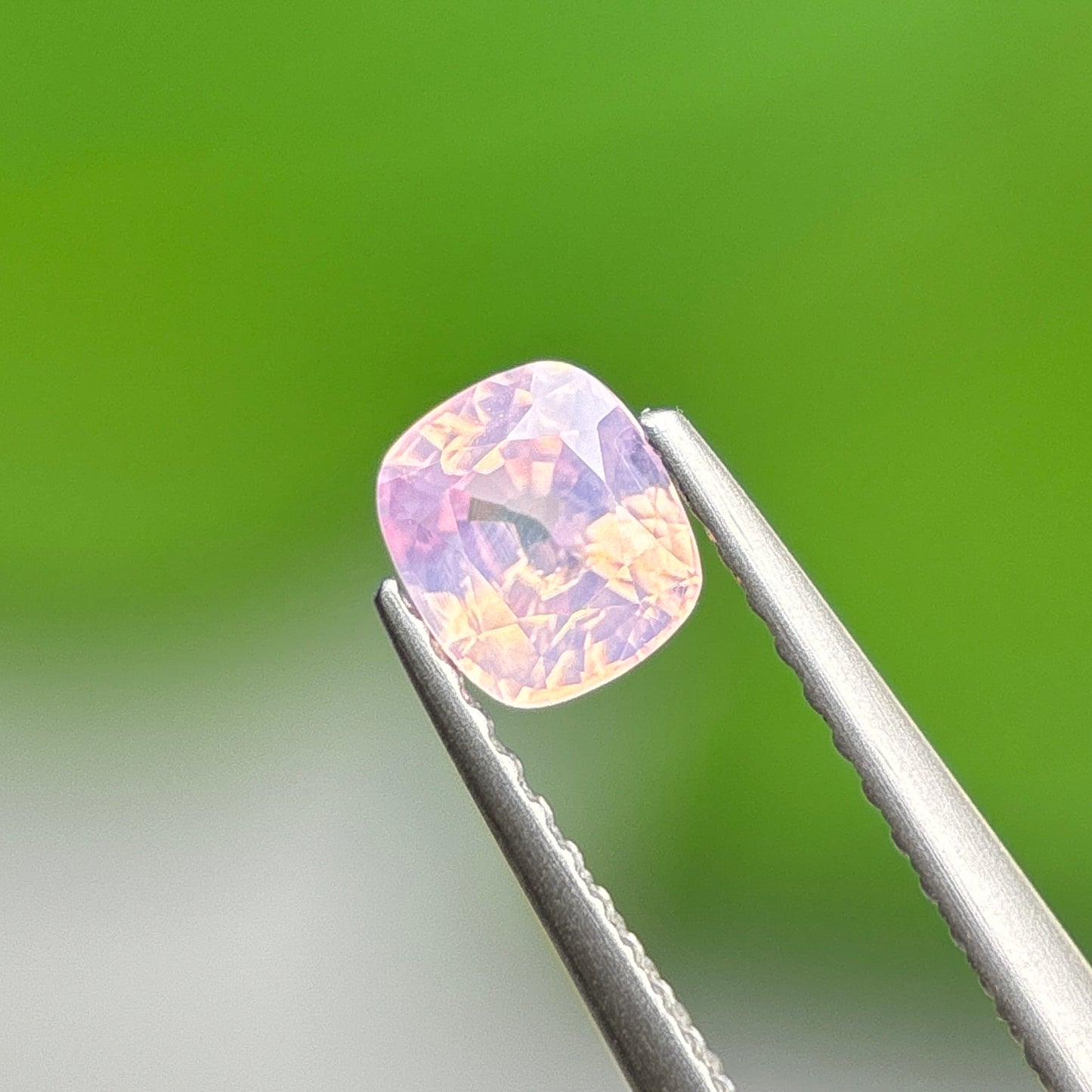0.66 ct Natural Pinkish White Milky Sapphire Vietnam. Cushion Shape. No Treatment.