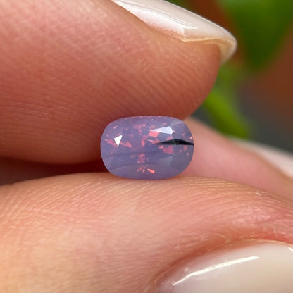 0.66 ct Natural Pinkish Purple Milky Sapphire Vietnam. Cushion Shape. No Treatment.
