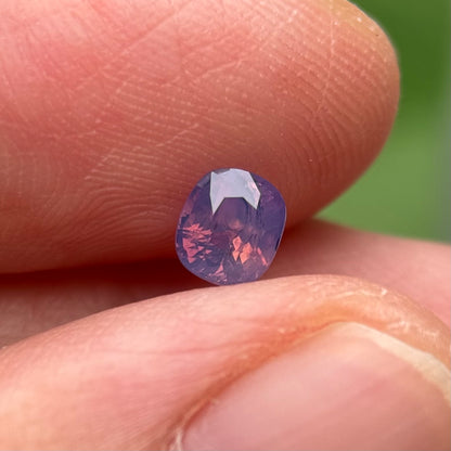 0.65 ct Natural Pinkish Purple Milky Sapphire Vietnam. Cushion Shape. No Treatment.