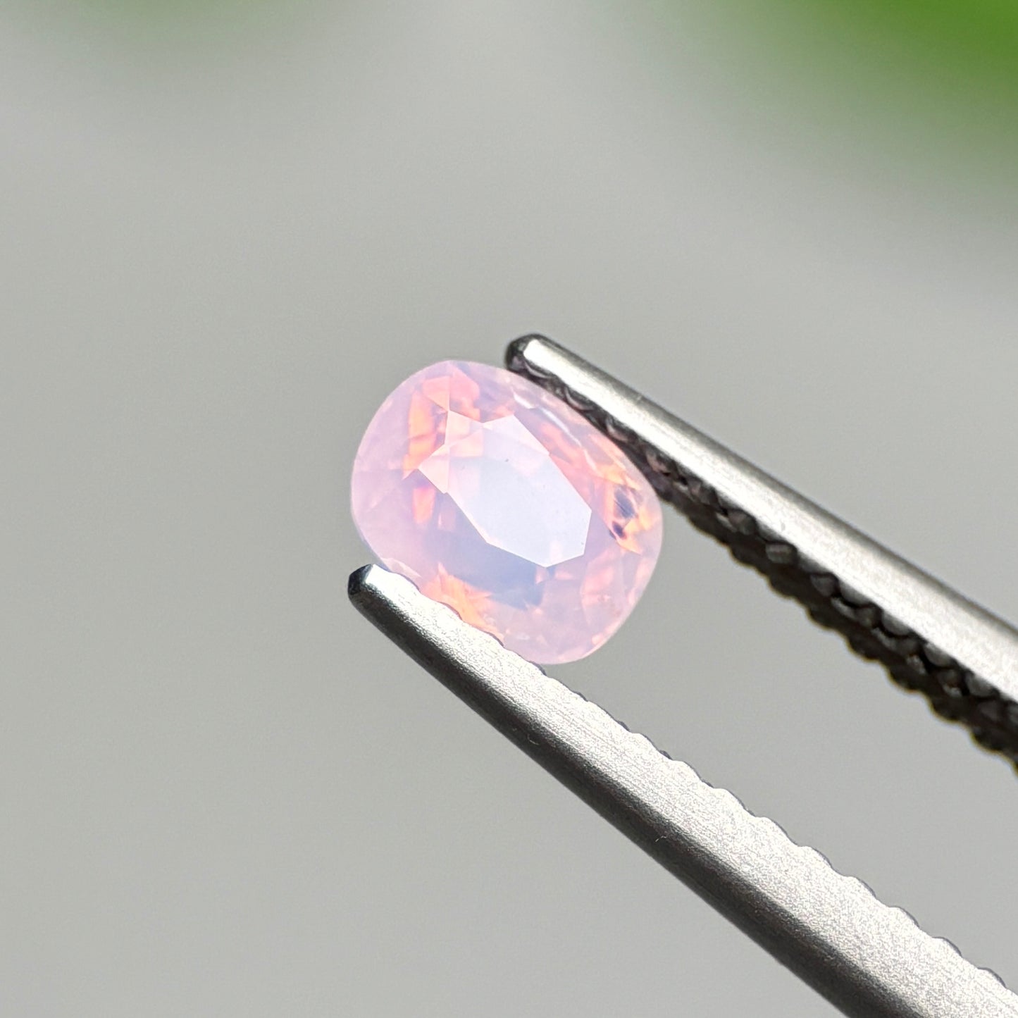 0.70 ct Natural Pinkish White Milky Sapphire Vietnam. Cushion Shape.