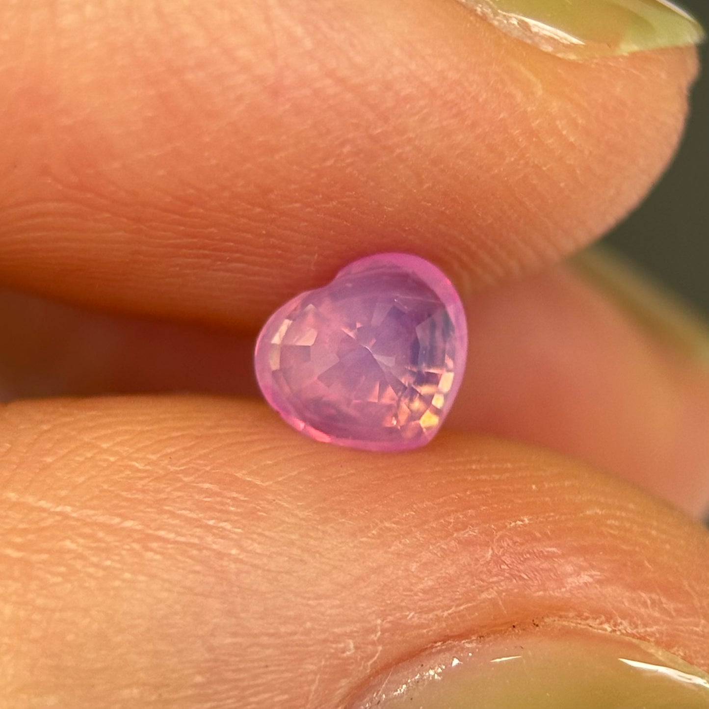 0.73 ct Natural Orangish Pink Milky Sapphire Vietnam. Heart Shape. No Treatment