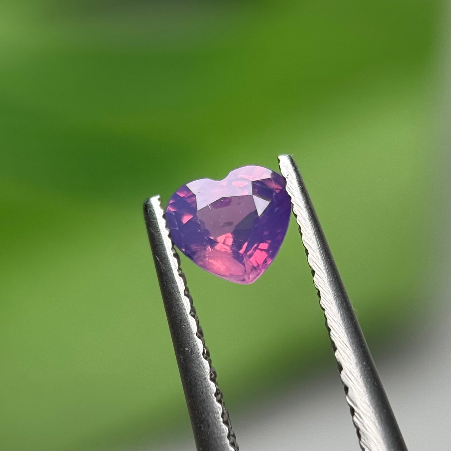 0.48 ct Natural Pinkish Purple Milky Sapphire Vietnam. Heart Shape. No Treatment.