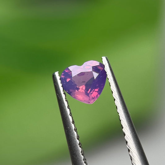 0.48 ct Natural Pinkish Purple Milky Sapphire Vietnam. Heart Shape. No Treatment.
