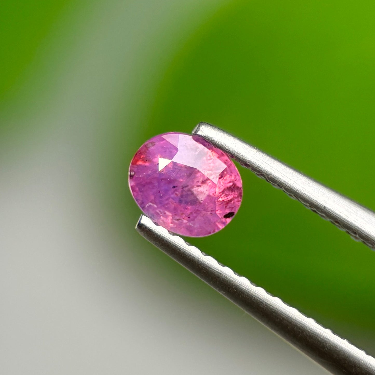 0.56 ct Natural Purplish Pink Milky Sapphire Vietnam. Oval Shape. Unheat.