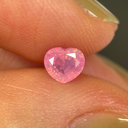 0.73 ct Natural Orangish Pink Milky Sapphire Vietnam. Heart Shape. No Treatment