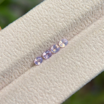 0.63ct / 4Pcs Natural Pinkish White Milky Sapphire Viet Nam. Cushion Shape. No treatment.