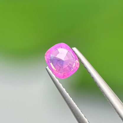 0.6 ct Natural Pink Milky Sapphire Vietnam. Cushion Shape. No Treatment.