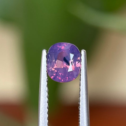 1.40 ct Natural Pinkish Purple Silky Sapphire Vietnam. Cushion