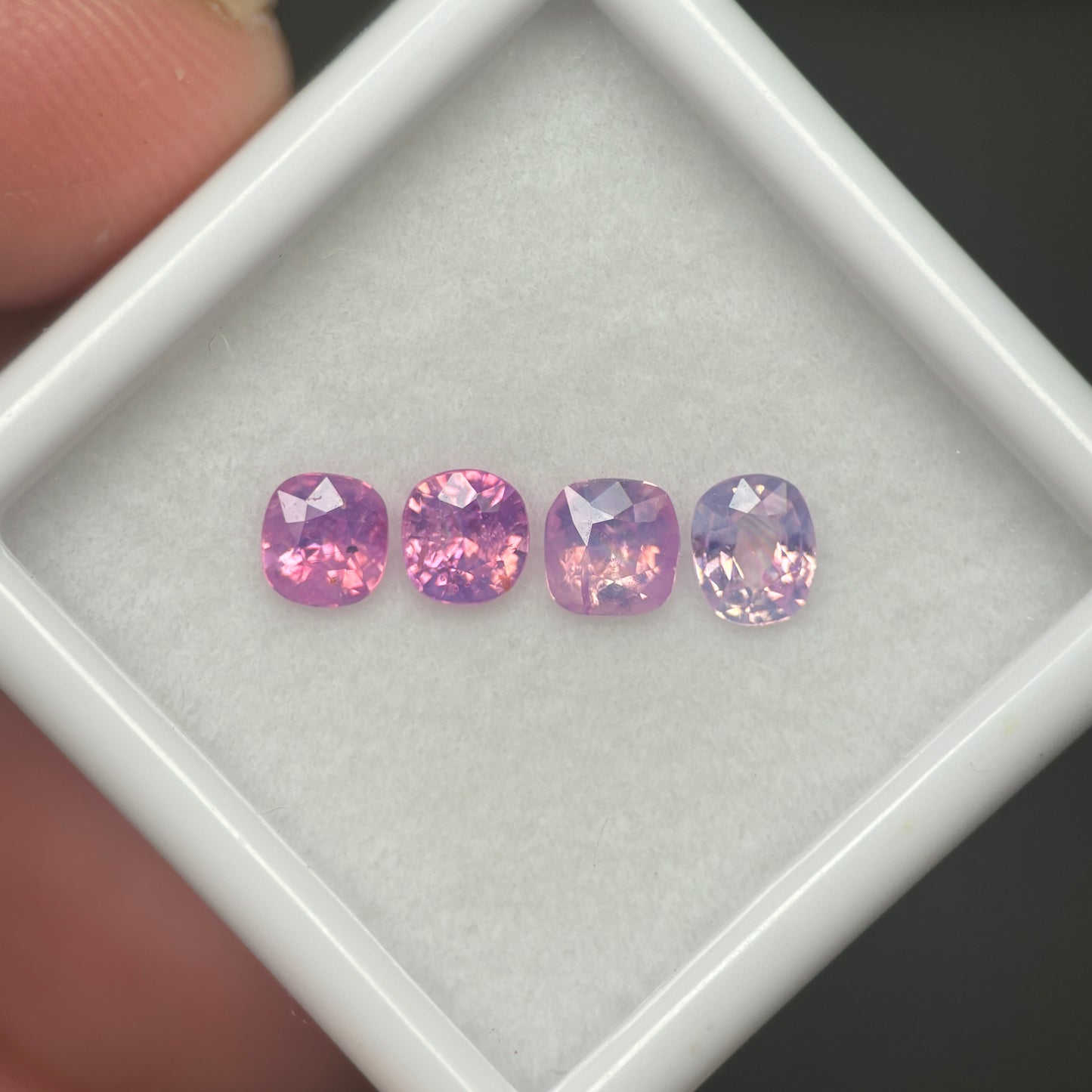 1,1ct/ 4Pcs Natural Milky Sapphire Vietnam. Cushion shape. No Treatment Milky Sapphire Luc Yen.