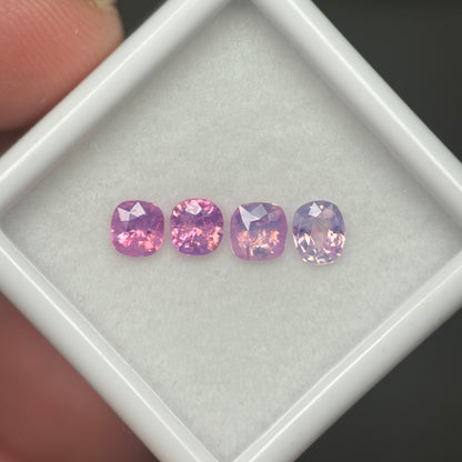 1,1ct/ 4Pcs Natural Milky Sapphire Vietnam. Cushion shape. No Treatment Milky Sapphire Luc Yen.